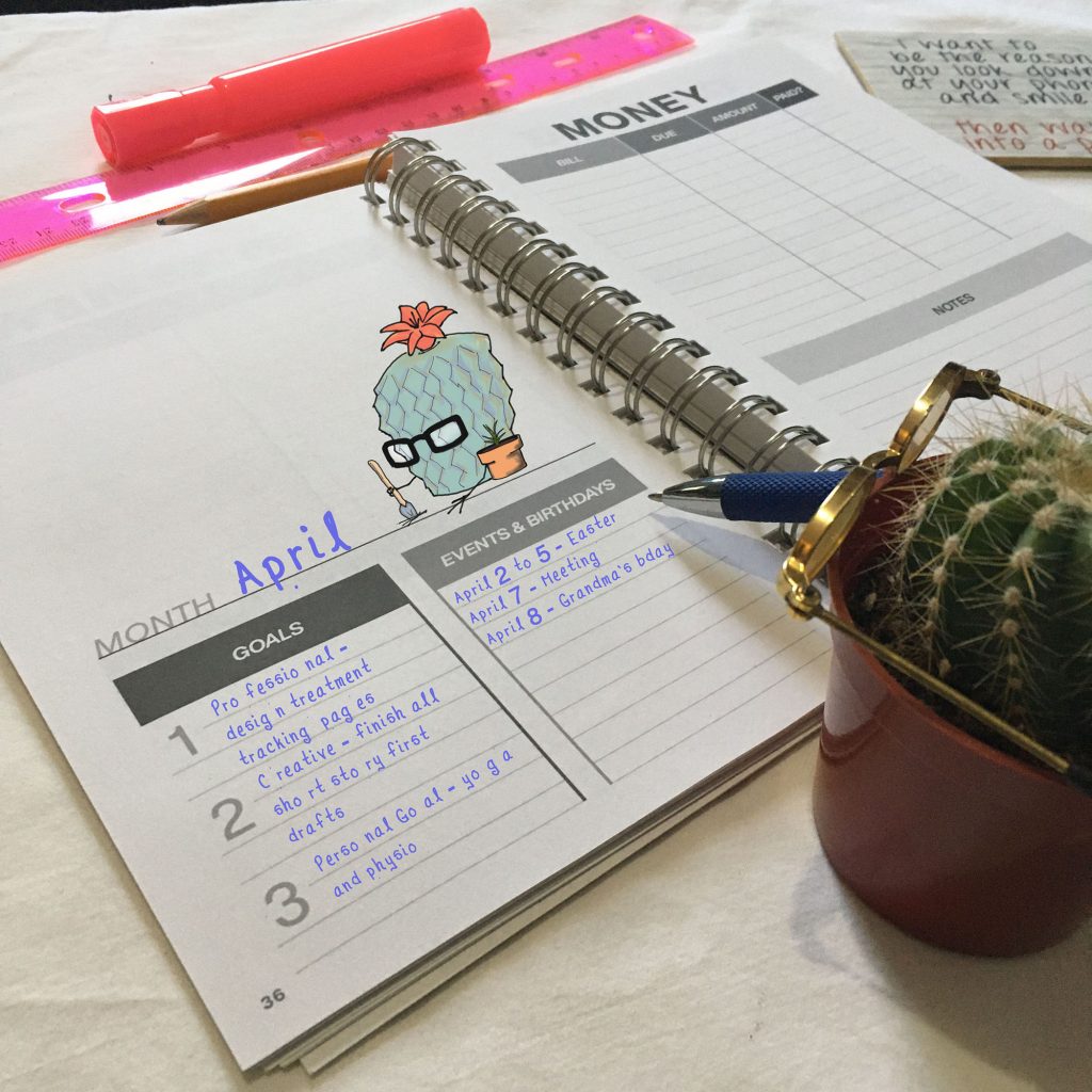 Clever Cactus Monthly Review Month Title Page