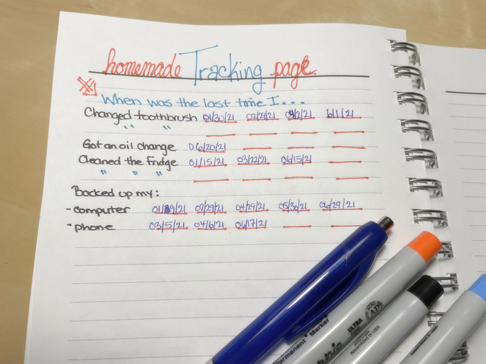 Homemade Monthly Tracking List Format