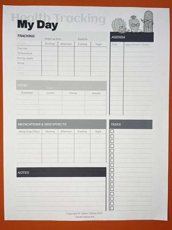 My Day Health Tracking Black and White